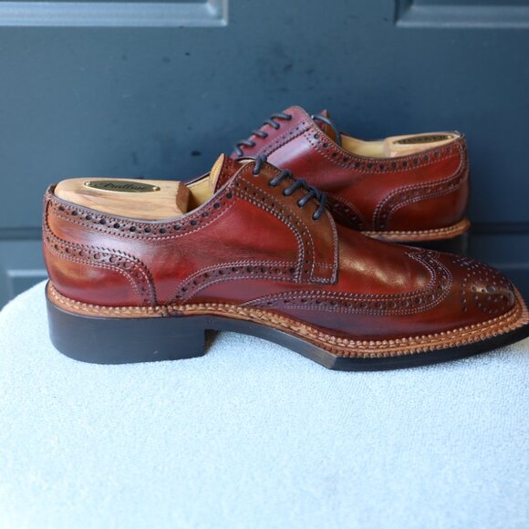Franceschetti 8-M Burgundy Red Mens Norvegese Oxford Dress Shoes - Picture 9 of 15